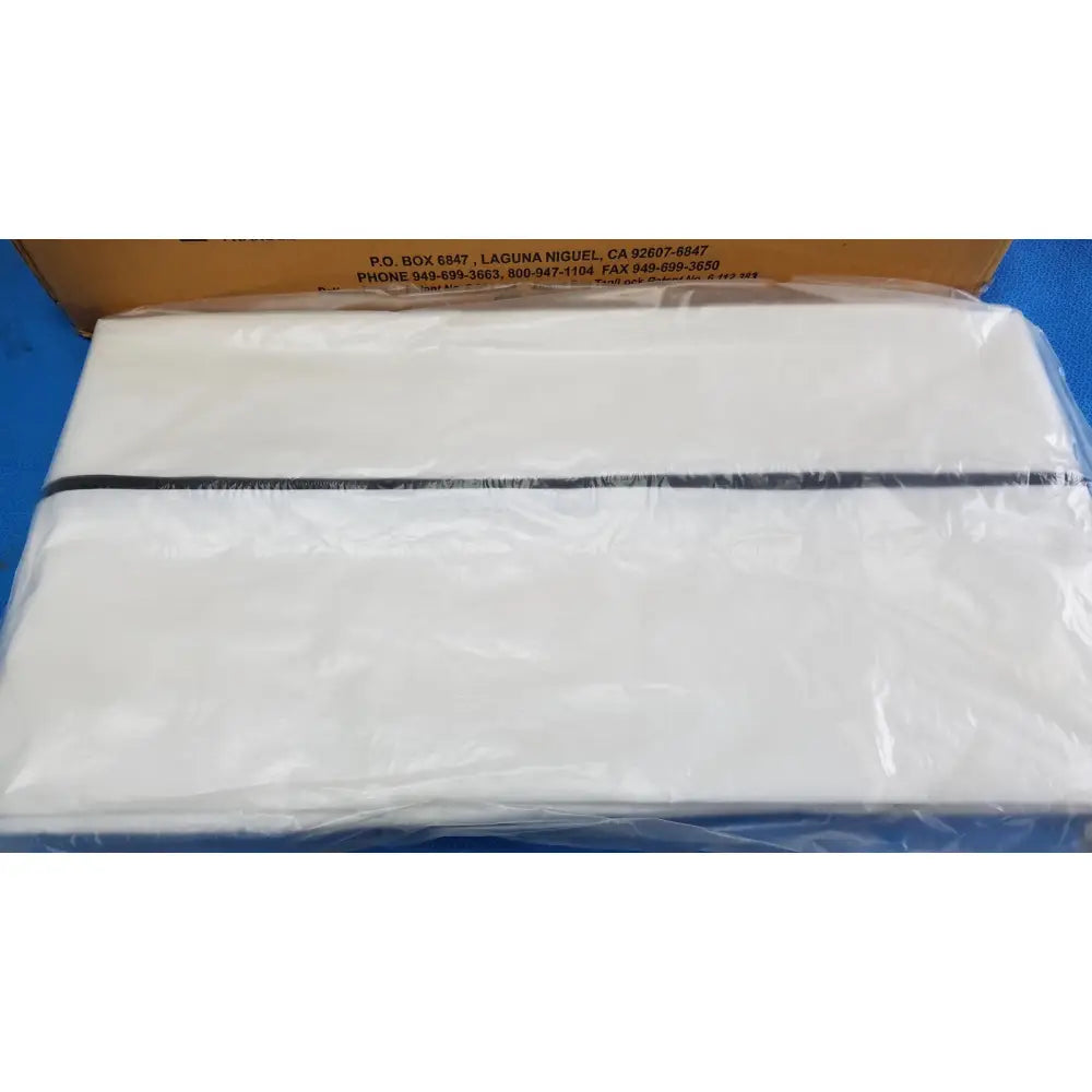 White plastic-wrapped salam international disaster pouch body bag secured with black strap and center zip closure
