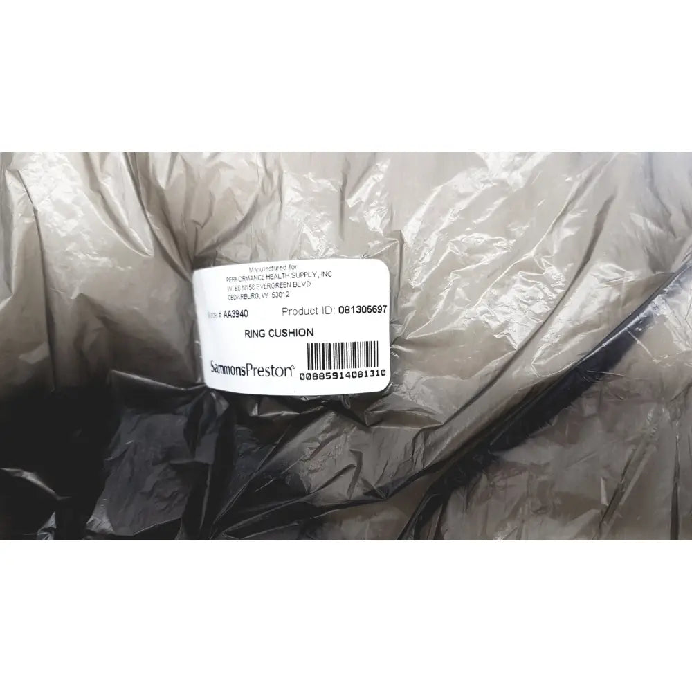 Black plastic ring cushion sammons preston aa3940 soft comfortable white in clear bag with product id label