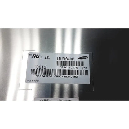 Samsung ltm190e4-l02 19 inch tft lcd panel with metallic silver finish and white label on the back side of the lcd panel screen