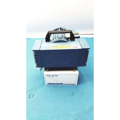Savant gel pump gp100 in blue and gray with a black handle on top designed for efficient gel dispensing