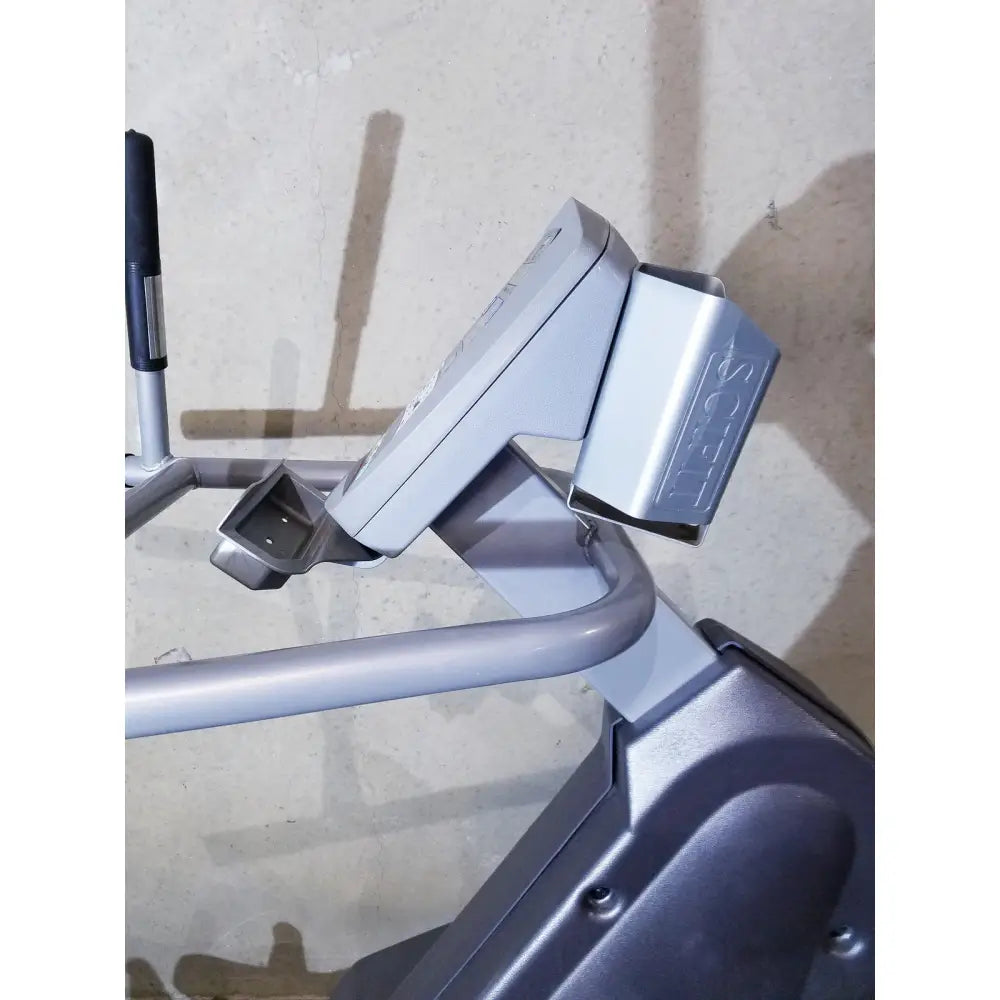 Gray plastic scifit sx7000 elliptical commercial lower body trainer console with silver metallic accent and scott branding