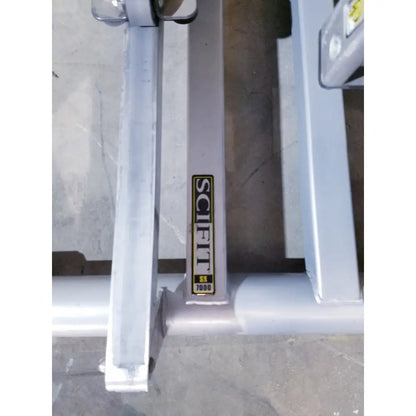 Silver metallic frame of scifit sx7000 elliptical commercial lower body trainer showing durable construction