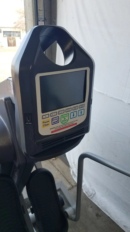 Black and silver scifit systems rst7000 recumbent stepper console with digital display and ergonomic control buttons