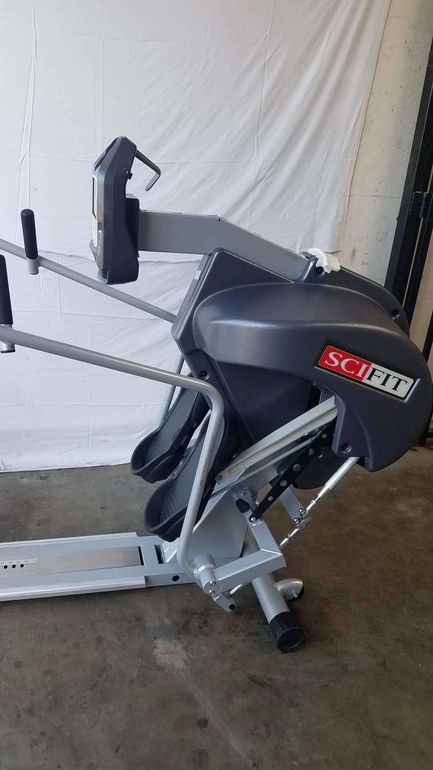 Gray and black scifit systems rst7000 recumbent stepper with sleek modern design for low-impact cardio workouts
