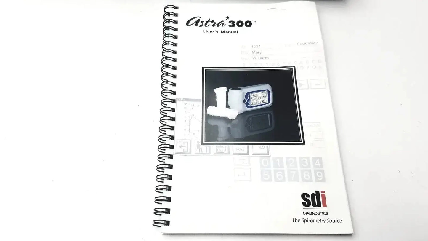 SDI-Astra 300 Spirometer-Pulmonary With Manual - Untested Spirometer, as-is (for parts) product photo 9