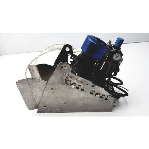 Industrial-style seafood innovations SI-4 pneumatic fish stunner assembly with blue cylinders and black wiring components