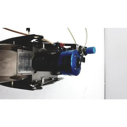Blue cylindrical pneumatic fish stunner with metallic housing and tubing in seafood innovations si-4 fish stunner assembly