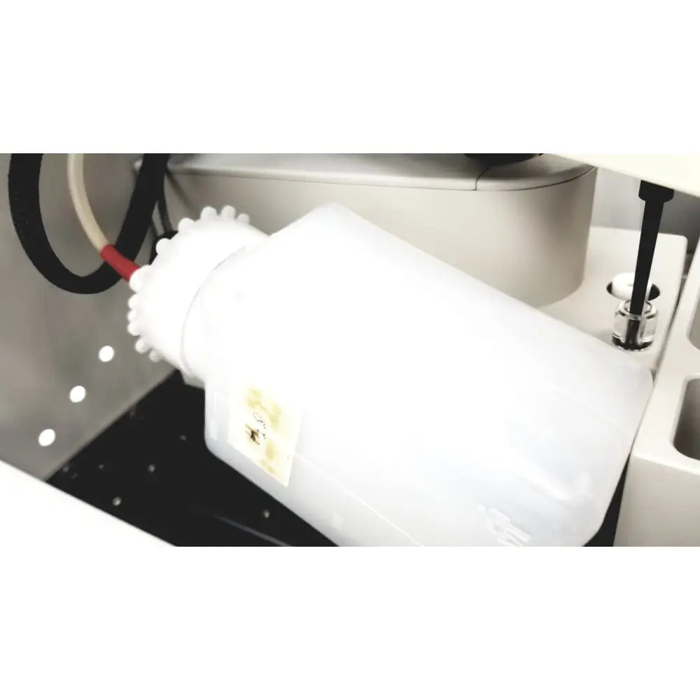 White plastic sebia hydraplus autosampler bottle with gear-like cap and yellow label for reuse medical chromatography systems