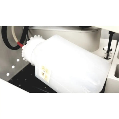 White plastic sebia hydraplus autosampler bottle with gear-like cap and yellow label for reuse medical chromatography systems