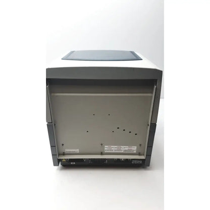 Sebia hydraplus 2 autosampler showing back panel with ventilation holes on gray and black matte desktop printer for reuse medical chromatography systems