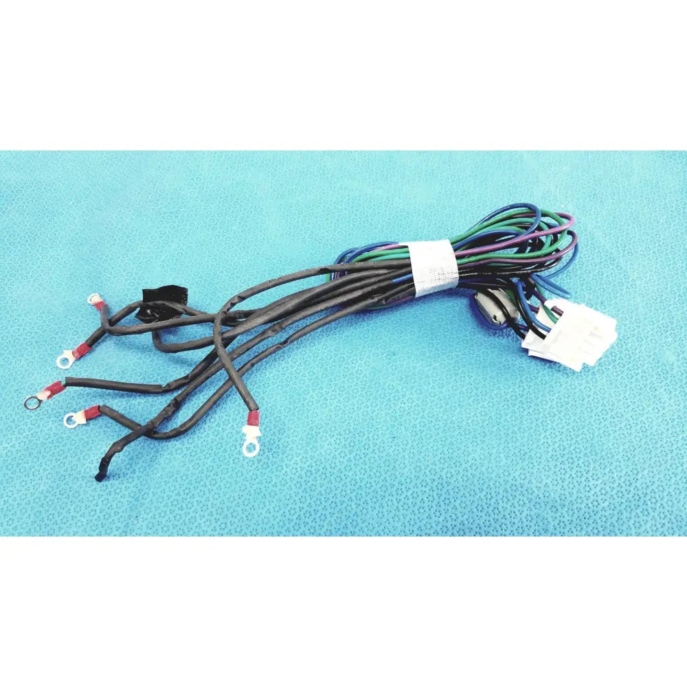 Black seiwa ferrite cores connectors wire harness cable with multicolored wires secured by white strap and 4-pin connectors