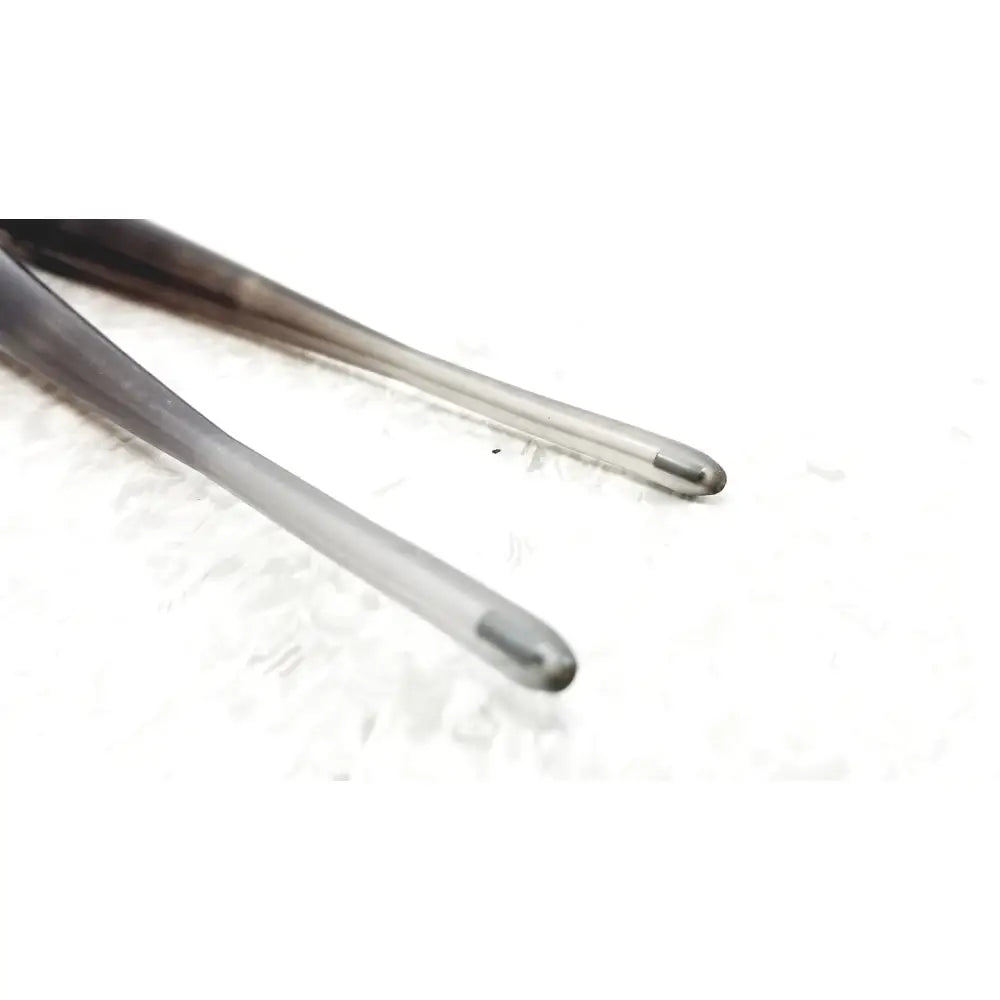 Silver-toned metal tweezers with smooth tapered design and rounded tips for savary gilliard dilator cook endoscope 19mm use
