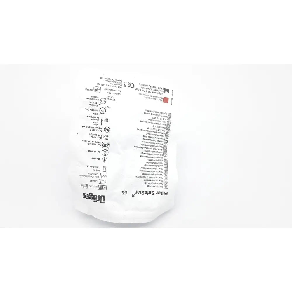 White paper package for a drager draeger mechanical safestar 55 medical filter set of 4 adult use