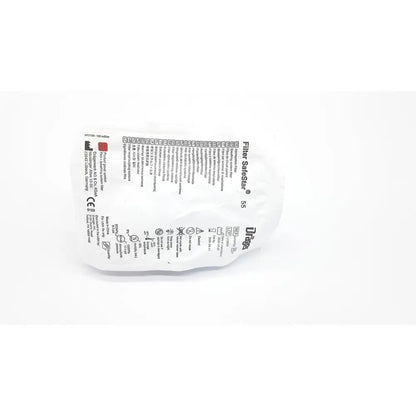 White plastic package containing a drager draeger mechanical safestar 55 medical filter set for adult use
