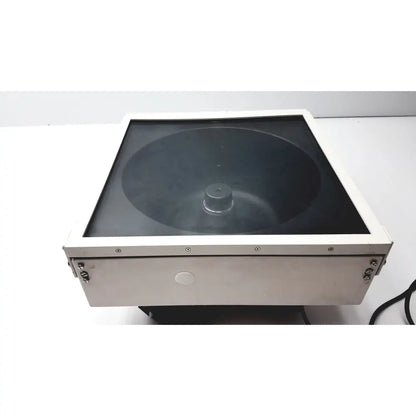 Shandon cytospin 3 cytocentrifuge silver metallic centrifuge with transparent lid and black interior chamber for reuse medical use