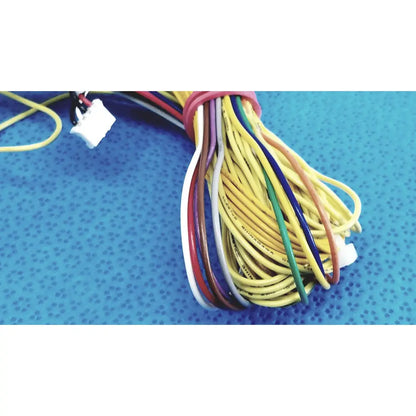 A bundle of multicolored insulated wires with a white connector for shinagawa awm 1007 female connectors wire harness