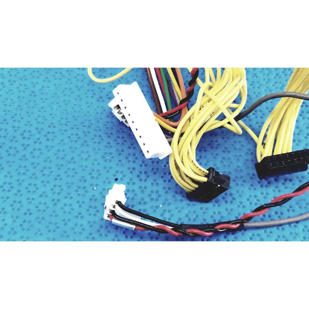 A bundle of yellow black and multi-colored connectors wire harness with white and black female multi-pin connectors shinagawa awm