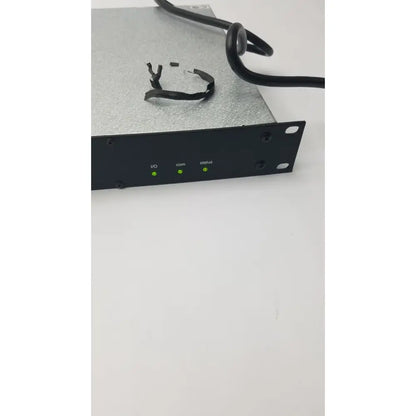Black shure scm800 rackmount professional control panel with three green status leds for microphone mixing