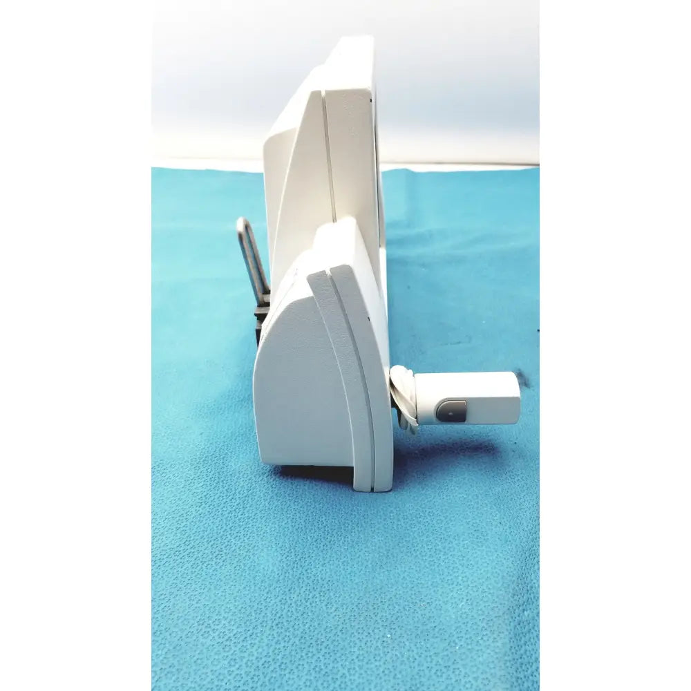 White plastic window latch with metallic handle and gray button for Siemens 07558831 ipx4 control console use