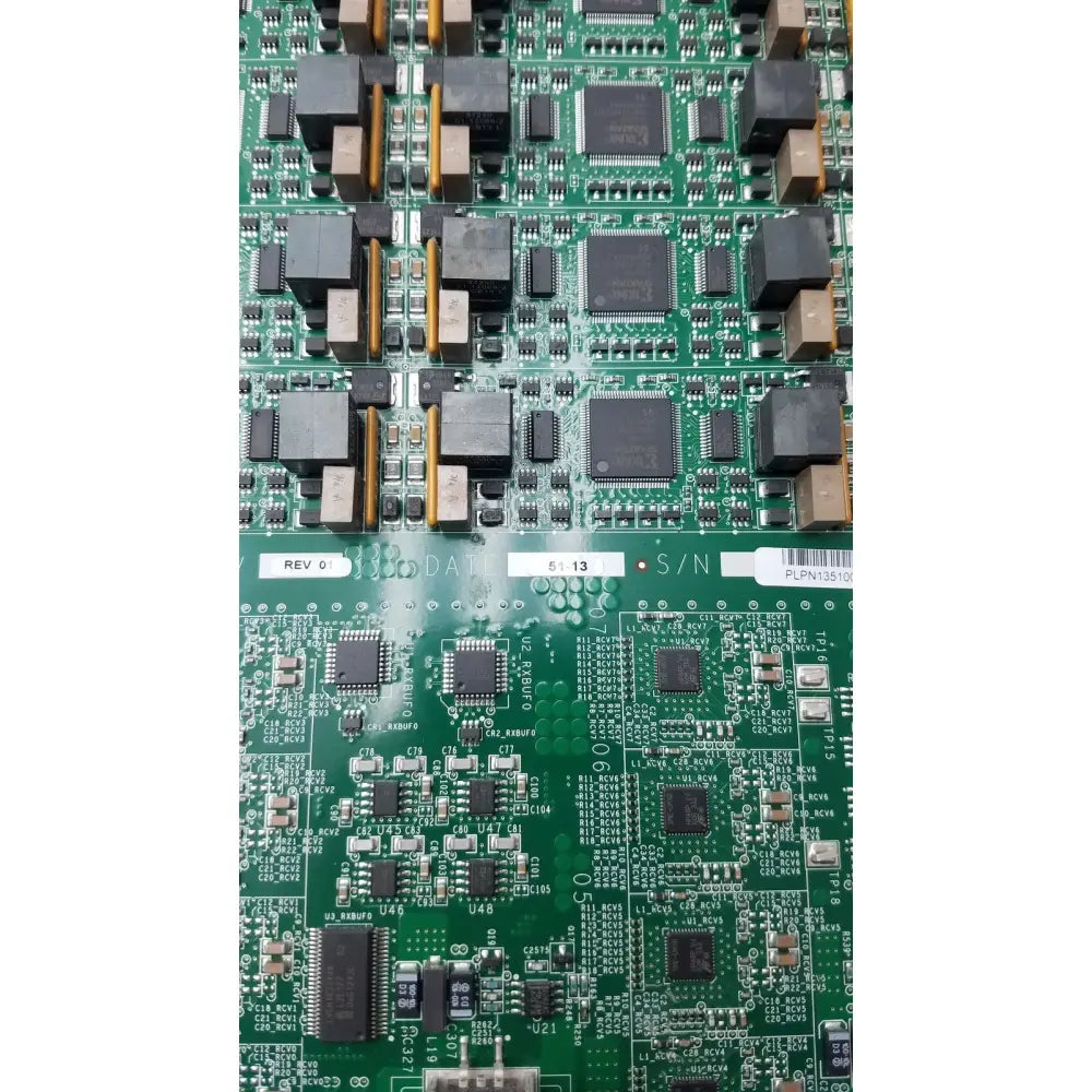 Green ultrasound board with black integrated circuits and beige connectors for acuson sc2000 g-bbde1-23o model