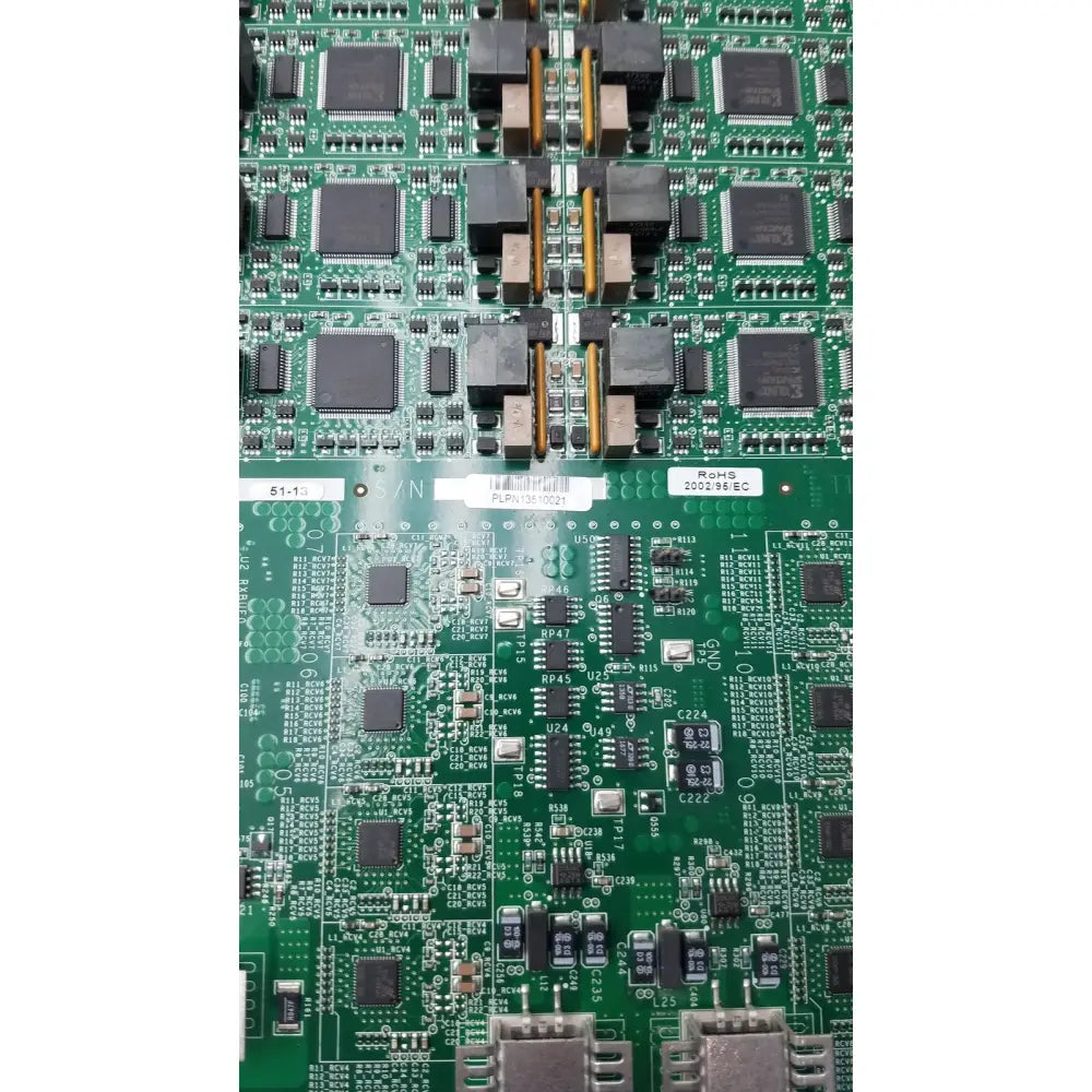 Green ultrasound board with black integrated circuits and gold connectors for Siemens Acuson SC2000 g-bbde1-23o model