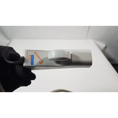 Siemens Acuson 3 needle guide c3 ultrasound linear array transducer probe with gray rounded handle and orange branding