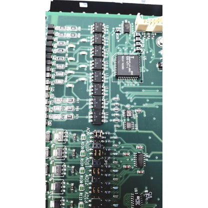 Green printed circuit board of siemens apogee automation 549-627 1210 modular equipment controller with black ic and silver soldered components