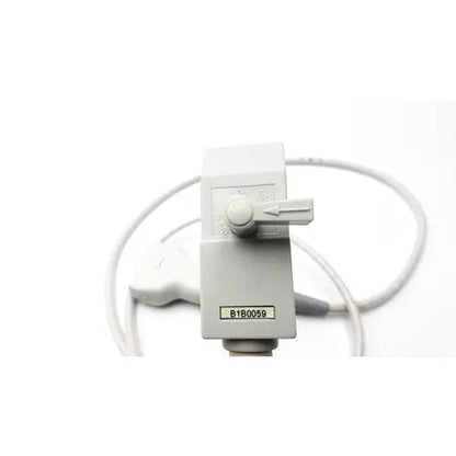 Gray plastic Siemens b1b0059 ultrasound transducer probe with white toggle switch and coiled gray cable visible