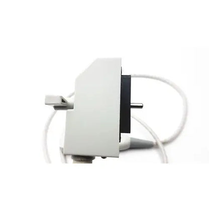 White rectangular power adapter with black plug and coiled cable for siemens b1b0059 ultrasound transducer probe
