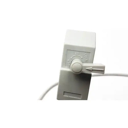 Gray plastic power outlet with toggle switch on off on the back side of siemens linear array ultrasound transducer probe