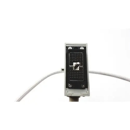 Gray rectangular Siemens linear array ultrasound transducer probe with black lens cover and silver screws shown from the back side