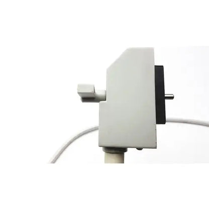 White plastic electrical outlet adapter with black plug and gray cord for siemens linear array ultrasound transducer probe