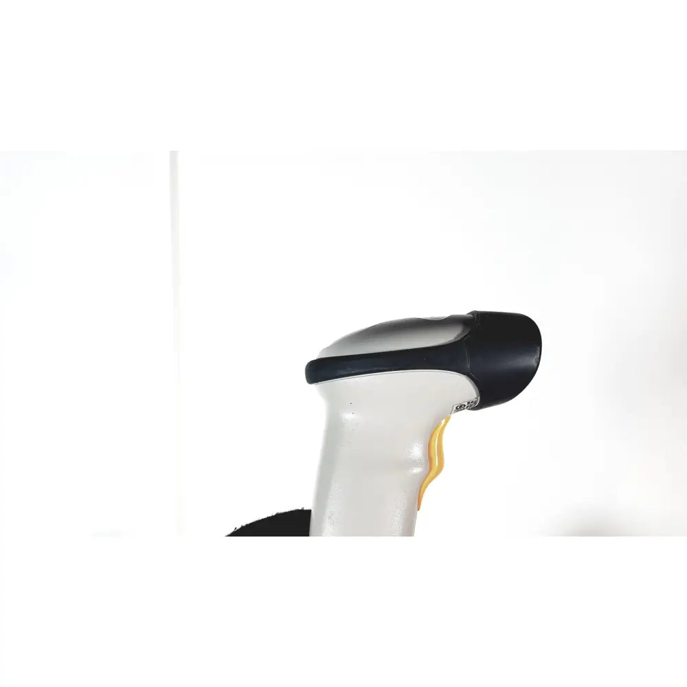 White and black handheld barcode scanner with yellow trigger for siemens rapidpoint reuse medical system cartridge ref 05293926