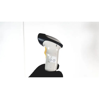 Siemens rapidpoint handheld white and black barcode scanner with yellow trigger for reuse medical rapidpoint 400 405 system