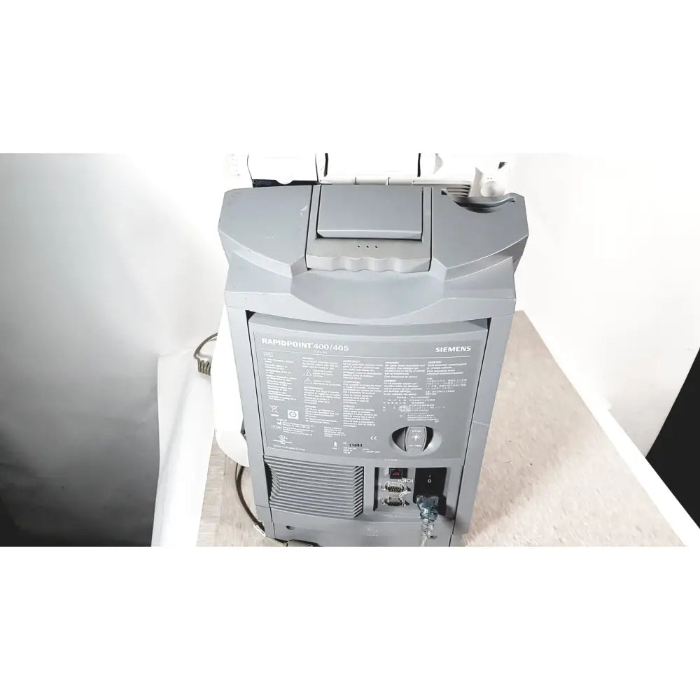 Gray Siemens Rapidpoint 400/405 series system printer with sleek angular design and visible control panel for reuse medical use