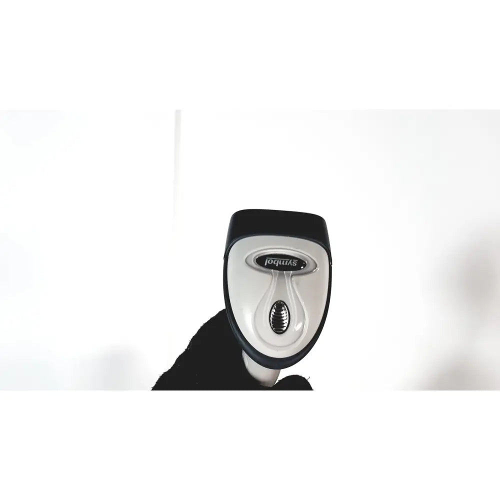 Black and white handheld barcode scanner with ergonomic design and symphony logo for siemens rapidpoint reuse medical use
