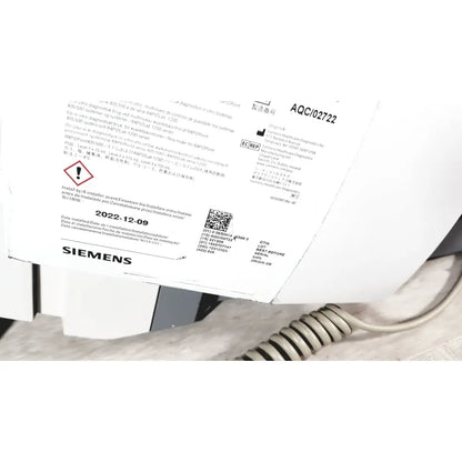 White paper label with black text and qr code featuring siemens logo on siemens rapidpoint 400 405 series reuse medical cartridge
