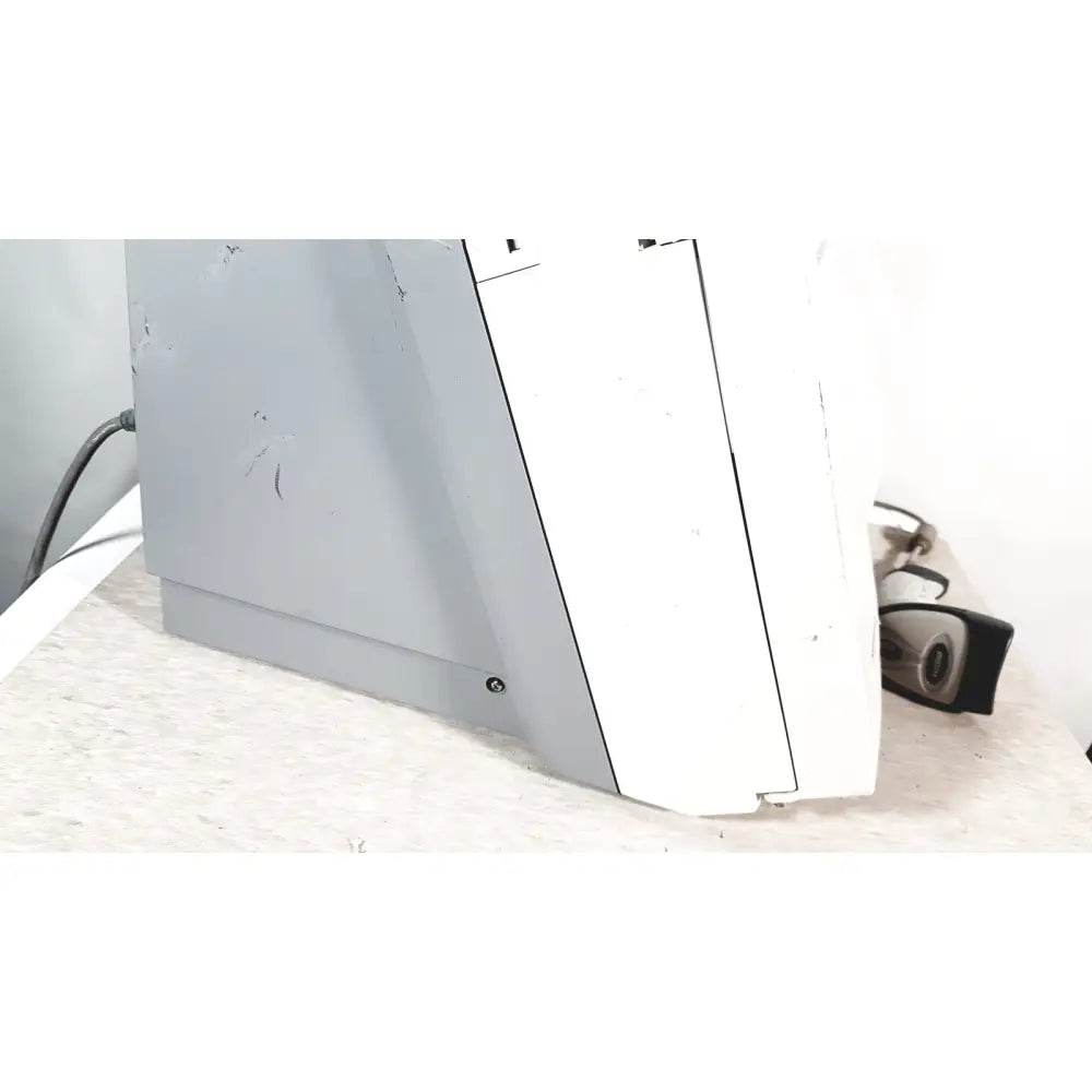 Gray plastic siemens rapidpoint 400 405 series computer monitor with white bezel and visible reuse medical scratches on side