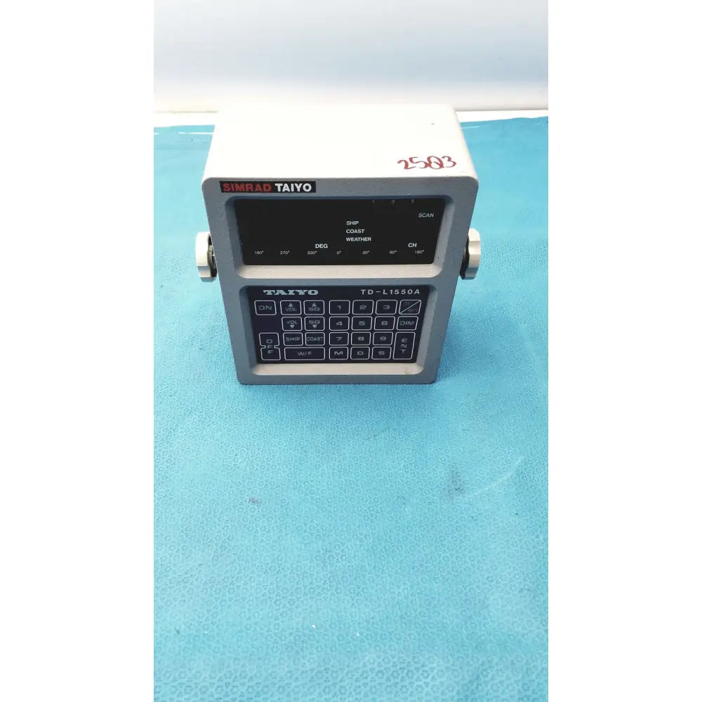 Gray simrad taiyo td-l150a marine radar unit with black display and keypad for vhf automatic digital direction finding