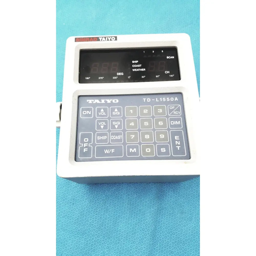 White plastic Simrad Taiyo TD-L1550A synthesized VHF automatic digital direction finder with display and keypad