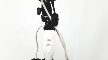 White electric toothbrush with black mounting hardware and cords attached to site rite prevue ultrasound system cart