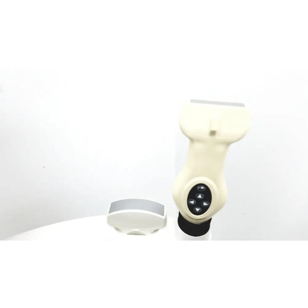 Cream-colored handheld ultrasonic device with black control panel and gray head for site rite vision ultrasound system