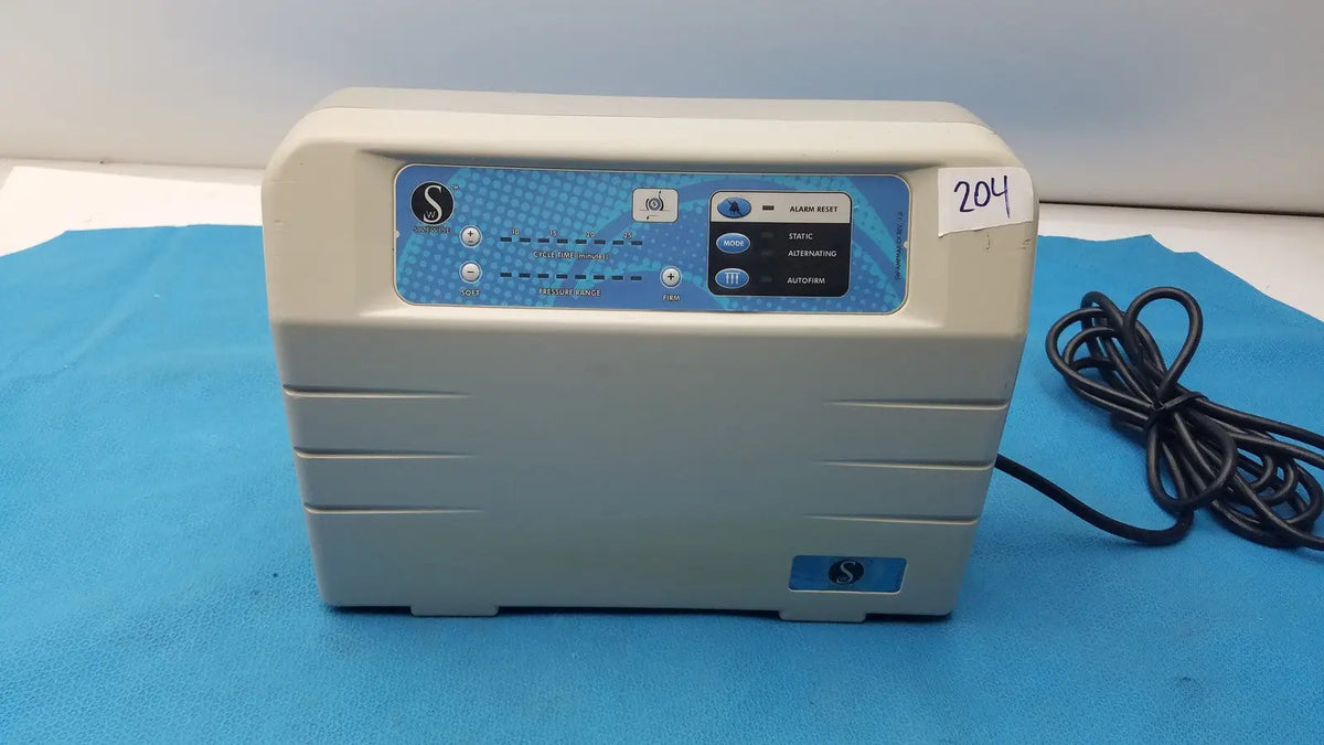 Beige plastic sizewise medical equipment air pump with blue control panel and s logo for medical equipment use