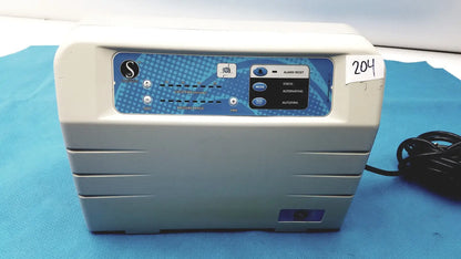Gray and blue sizewise medical equipment air pump with control panel featuring mode static alternating and autotrim buttons