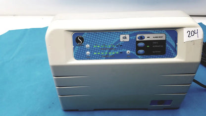 Gray sizewise medical equipment air pump with blue control panel featuring buttons and illuminated display for medical use