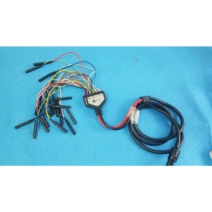 SJM St Jude Medical diagnostic connection cable with black and red cables and multi-colored wires for reuse medical equipment