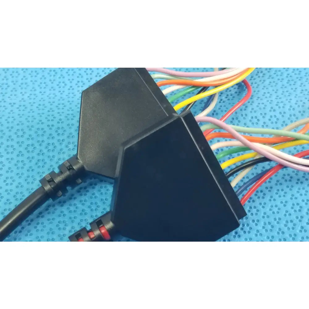 Black plastic multiport connector with colorful wires for reuse medical equipment in SJM St Jude Medical diagnostic cable