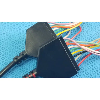 Black plastic multiport connector with colorful wires for reuse medical equipment in SJM St Jude Medical diagnostic cable