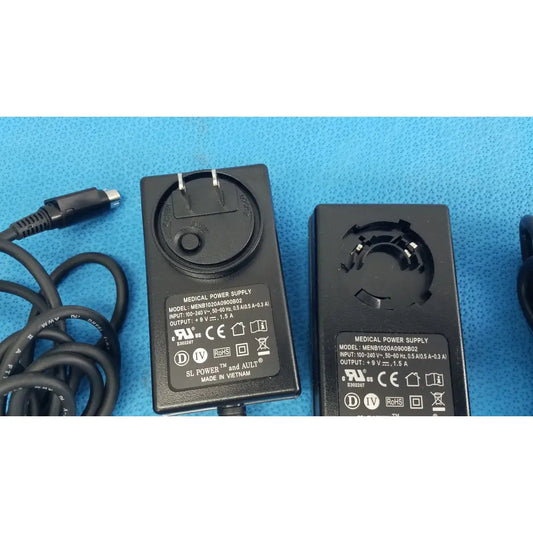 Black plastic medical power supply menb1020a0900b02 adapters with coiled cables lot of 2 by sl power ault
