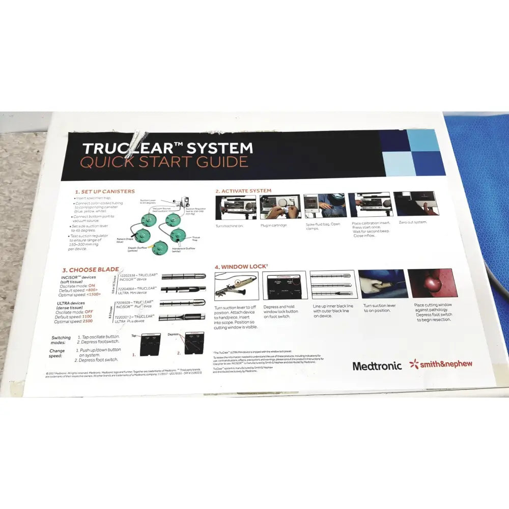 White paper quick start guide for the Smith & Nephew truclear hysteroscopic morcellator console Ref 7209808